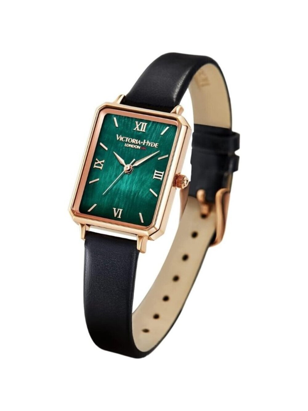 VICTORIA HYDE Womens Elegant Watch Mother of Pearl Dial Black Leather Band